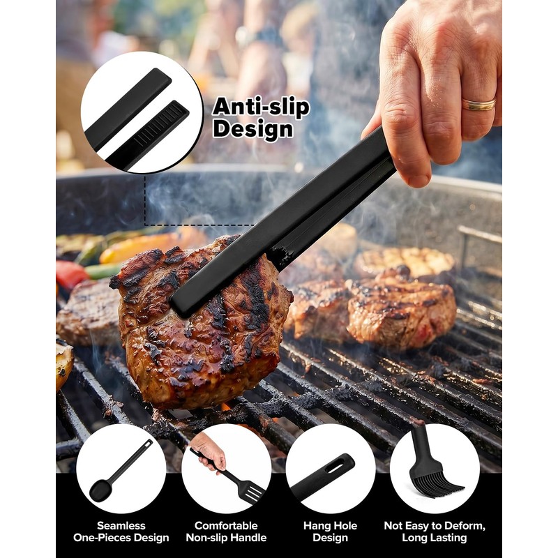 Silicone Kitchen Utensils Set, Heat Resistant Cooking Utensil with Spoon,