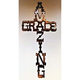 Amazing Grace Cross Metal Wall Art Copper/Bronze Plated