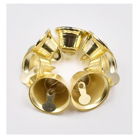 Qiantull Pack of 100 10 mm Mini Bells for Crafts Gold Small Bell Clamps Metal Bells Mini Decorative Bell Craft Bells for Christmas Tree DIY Craft Wreath Jewellery Making Decoration