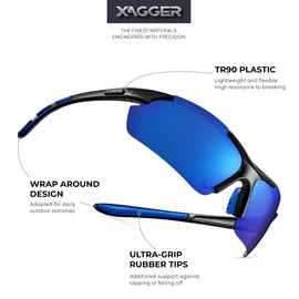 Xagger Polarized Sports Sunglasses for Men Women Wrap Around UV400 Running Baseball Softball Cycling Golf Hiking Fishing Driving Glasses