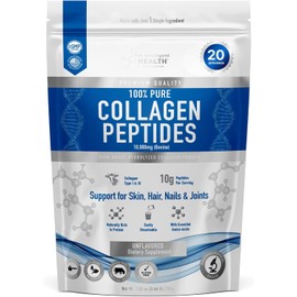 Hydrolysed Collagen Powder (Bovine) - High Protein Grass Fed Unflavoured Peptides - Collagen Supplements for Women | Gluten Free, Paleo & Keto Friendly (200G)