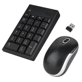 Oumij Combo de Teclado Numérico Inalámbrico y Mouse, Ratón Óptico 1200DPI, 22 Teclas Mini 2,4 GHz Computadora Portátil Teclado, con Nano Receptor USB, para Laptop, PC, Escritorio, Notebook