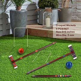OUTOSS-Croquet Wickets con bolsa de almacenamiento, reemplazo para juego de croquet, diámetro de alambre. 5 mm. Juego de 9 piezas de mimbre con revestimiento de plástico blanco
