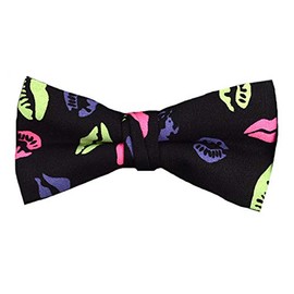 Parquet Mens Novelty Bow Tie 100% Polyester Pre-Tied & Adjustable - Lips & Kisses
