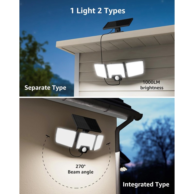Lepro Solar Security Lights Outdoor Motion Sensor, 2 in 1