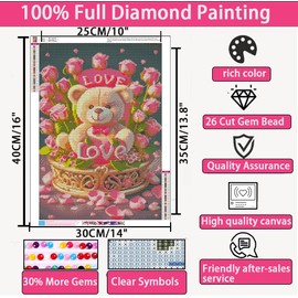 Liccyy Large 5D Diamond Art Painting Kits for Adults Teen Beginners with Tools,DIY Full Crystal Drill Bead Art Paints by Numbers for Home Wall Decor Gift,40 * 70CM/Round Gems,Love