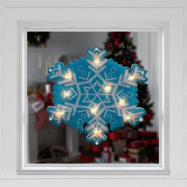 Northlight 11.75" Lighted Blue and White Snowflake Christmas Window Silhouette