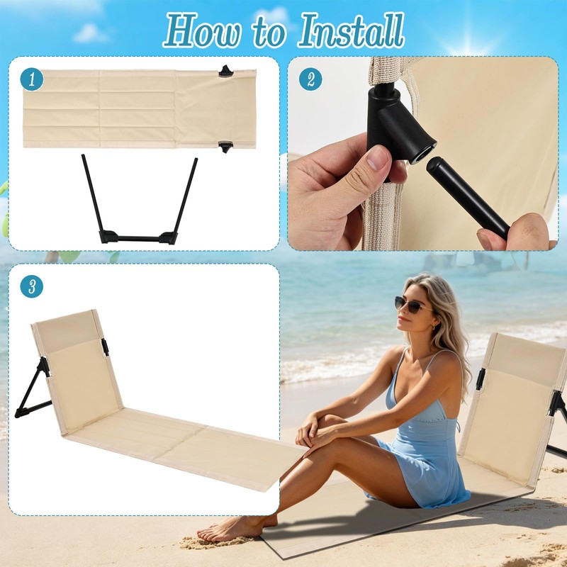 HFYZZ 42.5 Inch Long Extended Foldable Poolside Chairs, Portable Folding