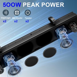 25" UTV Sound Bar Bluetooth Waterproof with RGB Lighting, Bluetooth Speaker with IP65 Waterproof, 500W Amplified Sound, Universal Mounting for ATV, Golf Cart, Polaris RZR, Can-Am