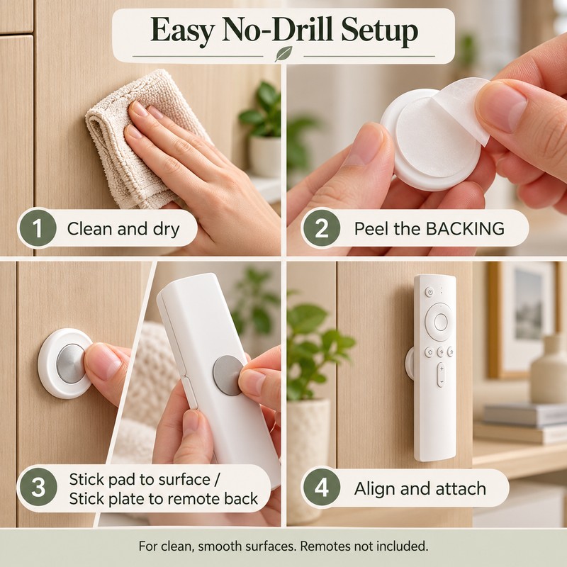 3pcs No Drill Magnetic Remote Holder - Wall Mount for