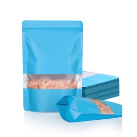 FireKylin 100 Pack Smell Proof Bags, Resealable Bags with Matte Window, Foil Pouch Stand Up Sealable Bags for Packaging（Blue 4" x 6"）