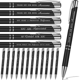 Faccito 48 Pcs Thank You Ballpoint Pens Inspirational Quotes Pen Metal Motivational Pens Encouraging Inspirational Pens Black Ink Funny Pens for Women Men Work Nurse Students Teacher Gift (Black)