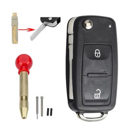 2 Buttons For VW Key Fob Case For Volkswagen VW Transporter T6 Amarok Polo Golf Key Shell with Pin Removal Tool VW Key Blade removal Tool