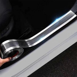 ZKSXOA Car Door Sill Plates, Carbon Fibre Sticker, 5 cm x 3 m, Universal Car Door Sill Protector, Car Protective Film, Door Sill Protector