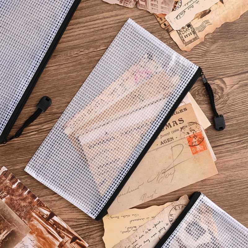 12 Pieces Plastic Wallet Zip Document Folder/PVC Waterproof Document Folder