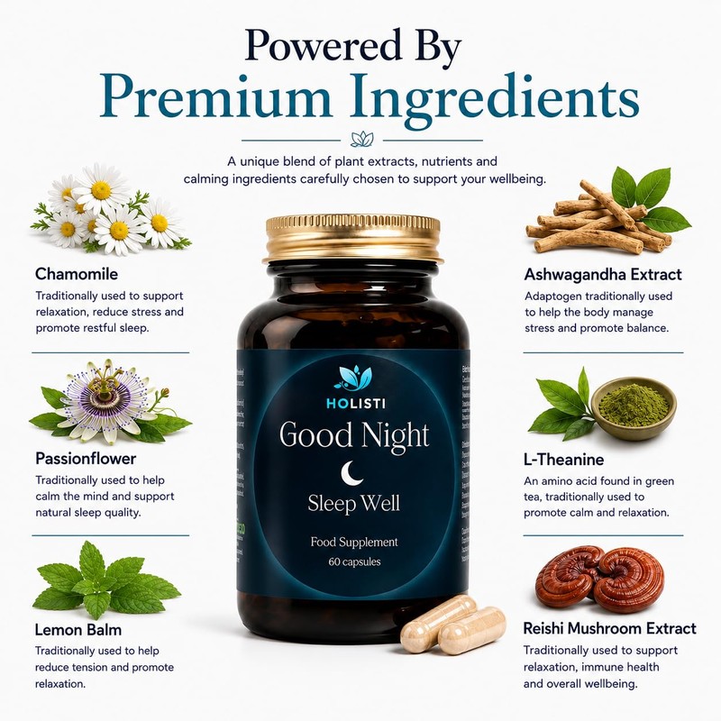 Goodnight Sleep & Stress Relief | Ashwagandha, L-Theanine & Reishi