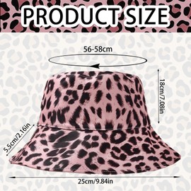 LUKIUP Reversible Leopard Print Fishing Hat Women Men Summer Sun Hat Foldable Bucket Hat Fishing Hat with Sun Protection for Summer, Holiday, Hiking, Beach, Shopping (Pink)