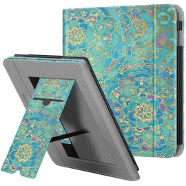 Fintie Case Compatible with Tolino Vision 5 2019 / Kobo Libra H2O - Kickstand Protective Case with Card Slot, Wrist Strap and Auto Sleep/Wake Function, Jade