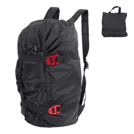 Tiiyee Rock Climbing Rope Bag Portable Foldable Storage Bag with Large Rope Tarp Adjustable Shoulder Straps Waterproof Large Capacity Backpack Ultralight Outdoor Hike Trekking Gear Equipment(black)