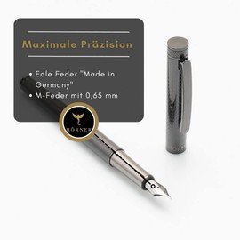 Hörner Levio High-Quality Fountain Pen with Engraving, Ink in Black, Premium Gift Box, Luxury Design, Elegant Nib "Made in Germany", Attractive Pen for Men and Women, Made of Metal