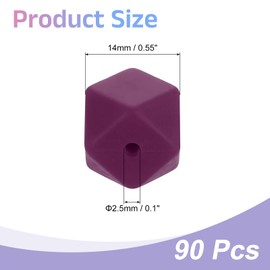 uxcell 90 Pcs Silicone Beads, 14mm Loose Hexagon Rubber Focal Beads Bulk Beads for Keychain Pens Necklace Bracelet Jewelry Making DIY, Wine Red