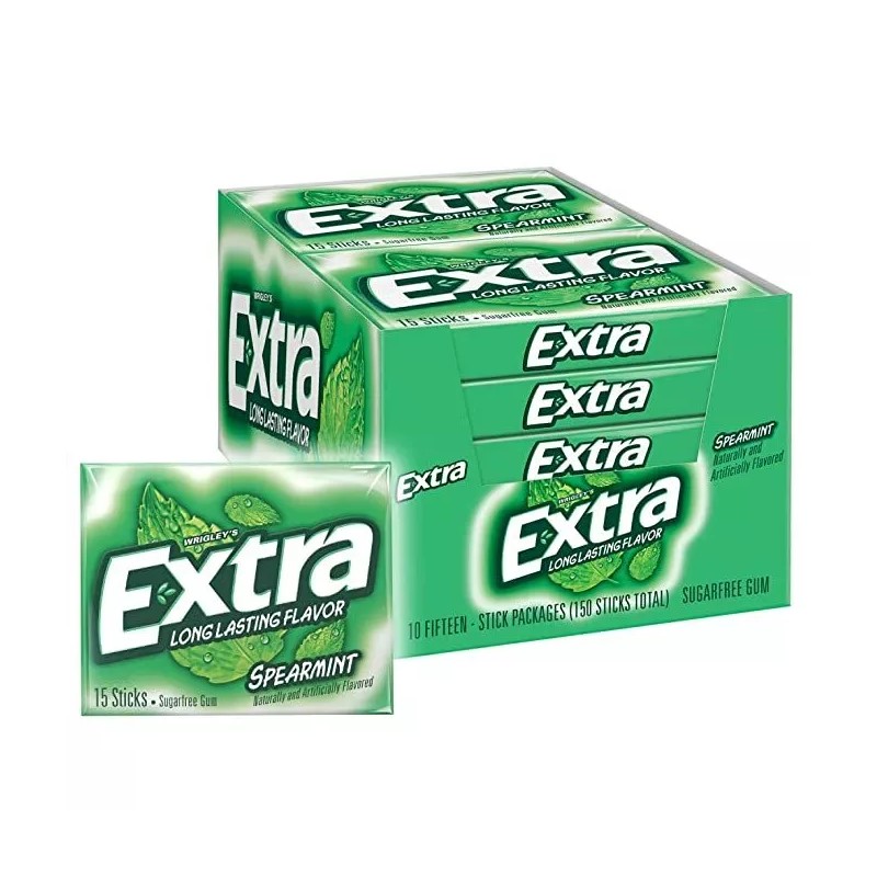 EXTRA Gum Sugarfree Chewing Gum, 15 Pieces (Pack of 10)