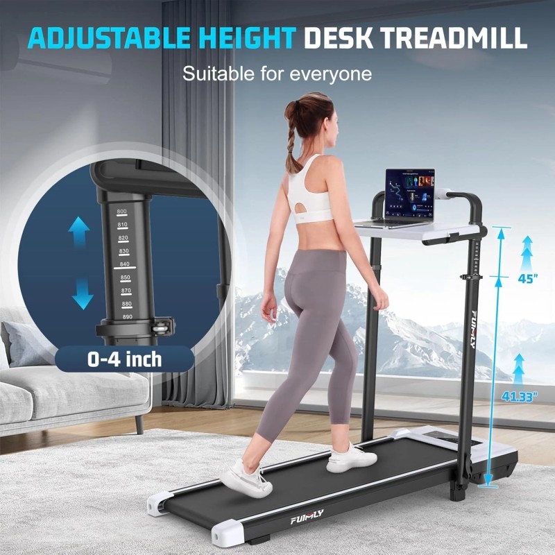 Folding Walking Pad with Handle Bar 300lb+ Capacity Under Desk