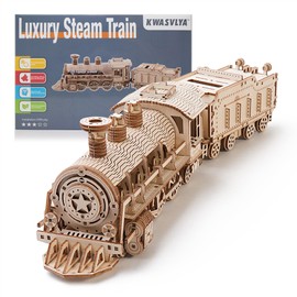 KWASVLYA 3D Wooden Puzzles, Model Train Sets for Adults and Teens, Educational Brain Teaser Assembly Model, Gifts for Christmas/Birthday（Luxury Steam Train）