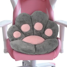 FlyGulls Cat Paw Cushion Kawaii Cat Pillow for Computer Gaming Chair Comfy Cat Paw Seat Cushion for Office Chairs Cute Cat Plush Pillow for Room Decor (Grey, 27.5 x 23.6 Inch)