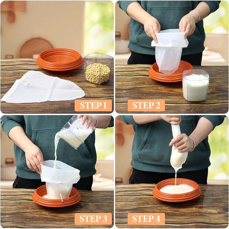 3Pcs Bowl-Shaped Reusable Nylon Cheese Cloth Filter Bag, Bowl-Shaped Fine