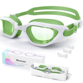 Vegemono Kids Swim Goggles in Candy Dual-Tone, Adjustable Nose Pads & Soft Silicone for Leak-proof Fit Across Ages(6-14), Clear Wide Vision & Anti-Fog &Anti-UV, With Fashion Hard Protective Case