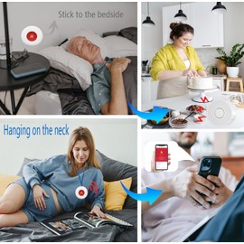WiFi Caregiver Pager Call Button Wireless Caregiver Alert System Emergency Alert Button for Elderly Patient Seniors Disabled 2 SOS Call Button 1 Receiver