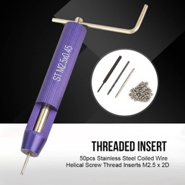 Helicoil Insert Kit with Thread M2.5 Helicoil Installation Insert Stainless Steel for Parts that Need to be Removed Frequently (Pack of 50)