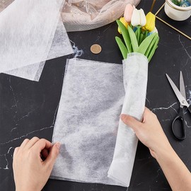 GORGECRAFT 76Pcs Cotton Wrapping Flowers Paper White Korean Non-Woven Floral Bouquets Bags Sleeves Withdrawable Waterproof Gift Wrap Paper for Florist Packaging Wedding Valentine's Day