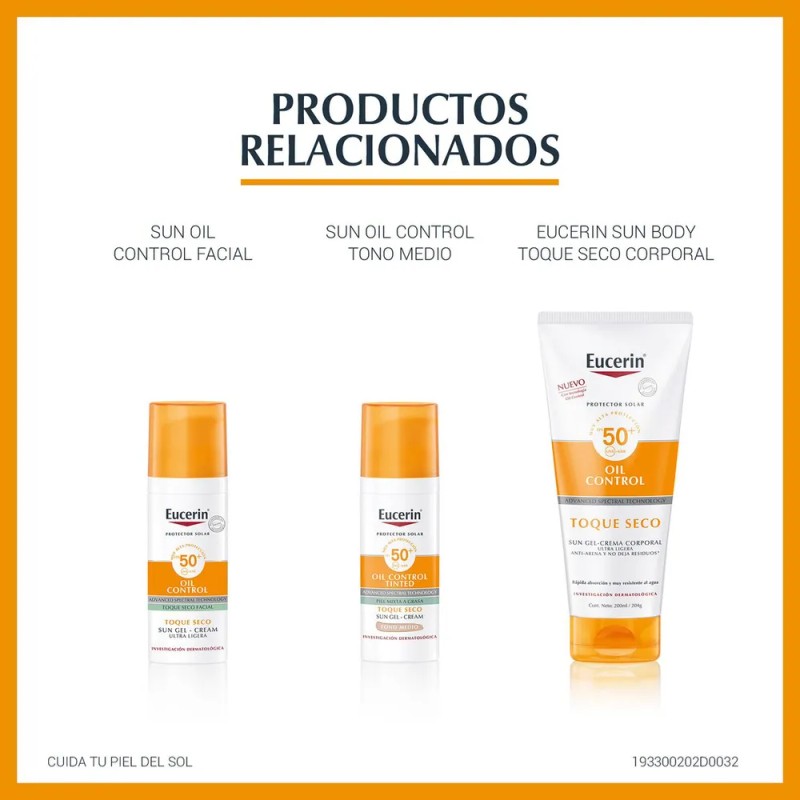 Eucerin Sun Toque Seco Color Claro Fps 50+ 50ml X2