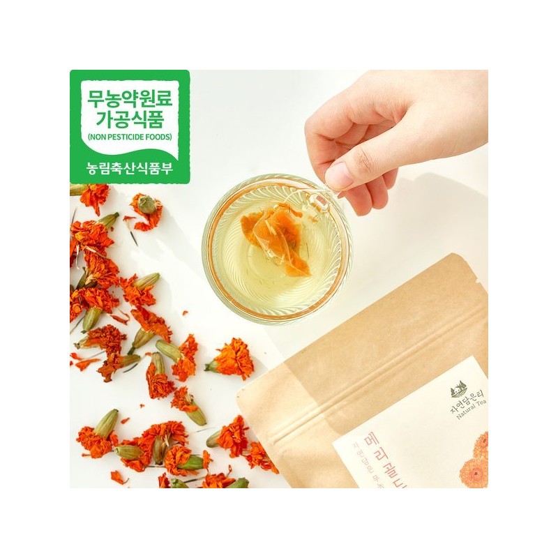 Yuginongmaru 무농약인증 메리골드꽃차 40개입 / 삼각티백 Organic Certified Marigold Flower