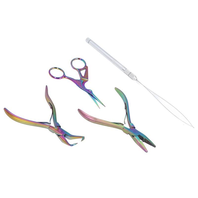 4pcs Hair Extension Tools with Pliers Wire Loop Beading Hook
