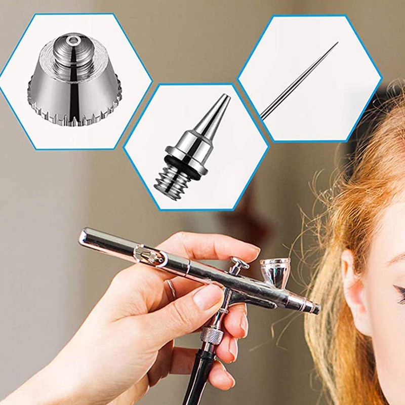 10 Pieces Airbrush Nozzle Needle Nozzle Cap Kit with Wrench