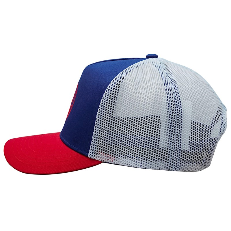 Bexxwell Trucker Cap Blue/White/Red with Logo Patch (Optimal Fit, Cap,