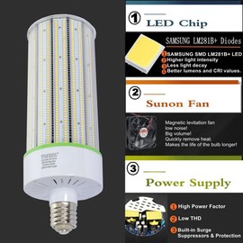 TSEXES 1000W Equivalent LED Corn Bulb, 300W E39 Mogul Base,42,000 Lumen Replacement Metal Halide/HID/HPS,5000K Daylight for Garage Warehouse Parking Light