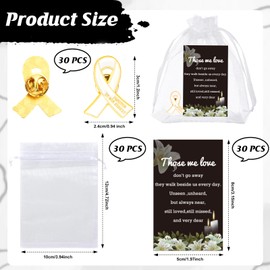 30 Sets Funeral Ribbon Pin Badge Memorial Ribbon Pins Brooches in Forever in Our Hearts with Memorial Poem Cards Organza Bags for Funeral Mourning Event Bereavement Remembrance