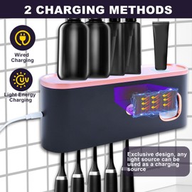 mumisuto Soporte para Cepillo de Dientes, Porta Cepillos Dentales Montado en la Pared, Dispensador Automático de Pasta de Dientes, sin Perforación,Organizador de Baño Caja (A)