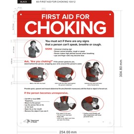 FIRST AID FOR CHOKING SIGN - RESTURANT CHOKING SIGN (WHITE, REFLECTIVE,ALUMINIUM-RUST FREE, 10x12 INCH)
