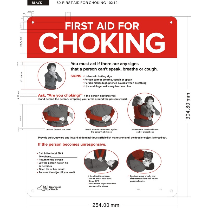 FIRST AID FOR CHOKING SIGN - RESTURANT CHOKING SIGN (WHITE,