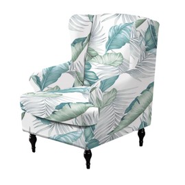 CRFATOP Wingback Chair Covers 2 Pieces Stretch Printed Wing Back Chair Cover Sofa Slipcover Washable Wingback Armchair Slipcovers Furniture Protector with Elastic Bottom for Wingback Chairs,A48