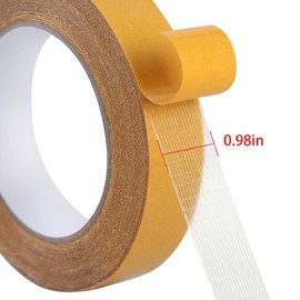 QDiShi Double Sided Heavy Duty Mounting Tape, Universal High Tack Strong Wall Adhesive with Fiberglass Mesh, Multipurpose Tape, High Stickiness Strong Thin Fabric Carpet Tape (1in x 66ft)