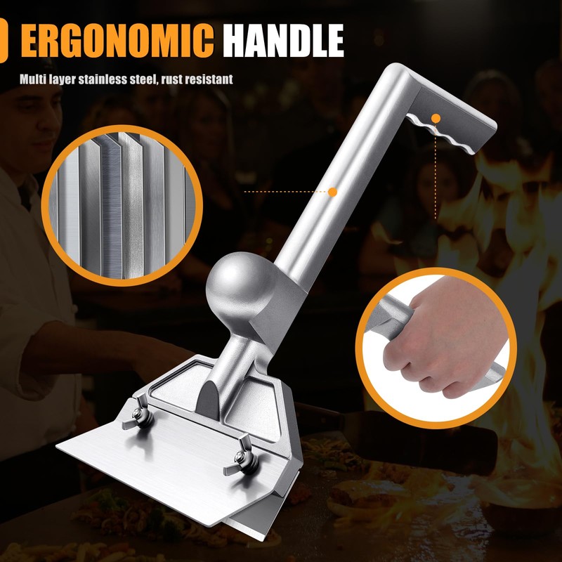 PURPLEBIRD Heavy Duty Griddle Scraper for Flat Tops with 6"