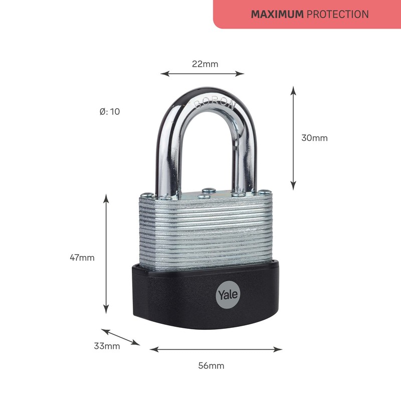 Yale - Y127B/55/129/1 Maximale Sicherheit 55mm ProTEktor LaminierTE Vorhängeschloss -
