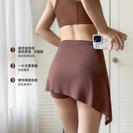 Women's Anti-Exposure Pilates & Sports Short Leggings for Running and Fitness (Spring/Summer) Te 2XL (Adult)/Dark Brown 5ea