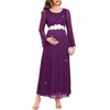 AISWI Maternity Sparkly Mesh Dress Bell Long Sleeve Round Neck